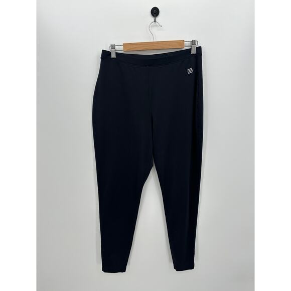 Lands End Womens Black Fleece Leggings Size M Pull On Stretch Lightly Lined - Picture 1 of 5